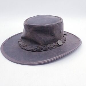 Barmah 1022 Squashy Bronco Waterproof Leather Outback Hat Brown Medium Australia